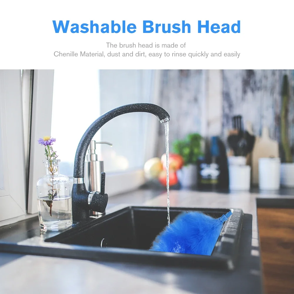 Cleaning Duster Feather Duster Dust Collector 180&deg; Electric Dust Collector/Brush Adjustable Furniture Window Bookshelf Cleaning