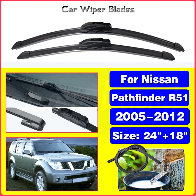 

Wiper LHD Front Wiper Blades For Nissan Pathfinder R51 2005 - 2012 Windshield Windscreen Window Car Rain Brushes 24"+18"