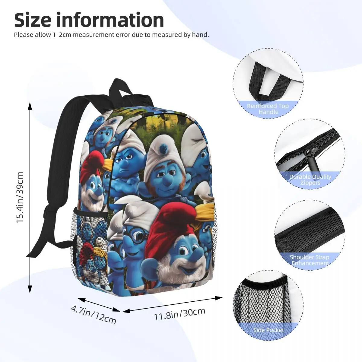 The-Similar-Smurfs New Fashion High Capacity Waterproof College Backpack Trendy Laptop Travel Book Bag 15inch 4