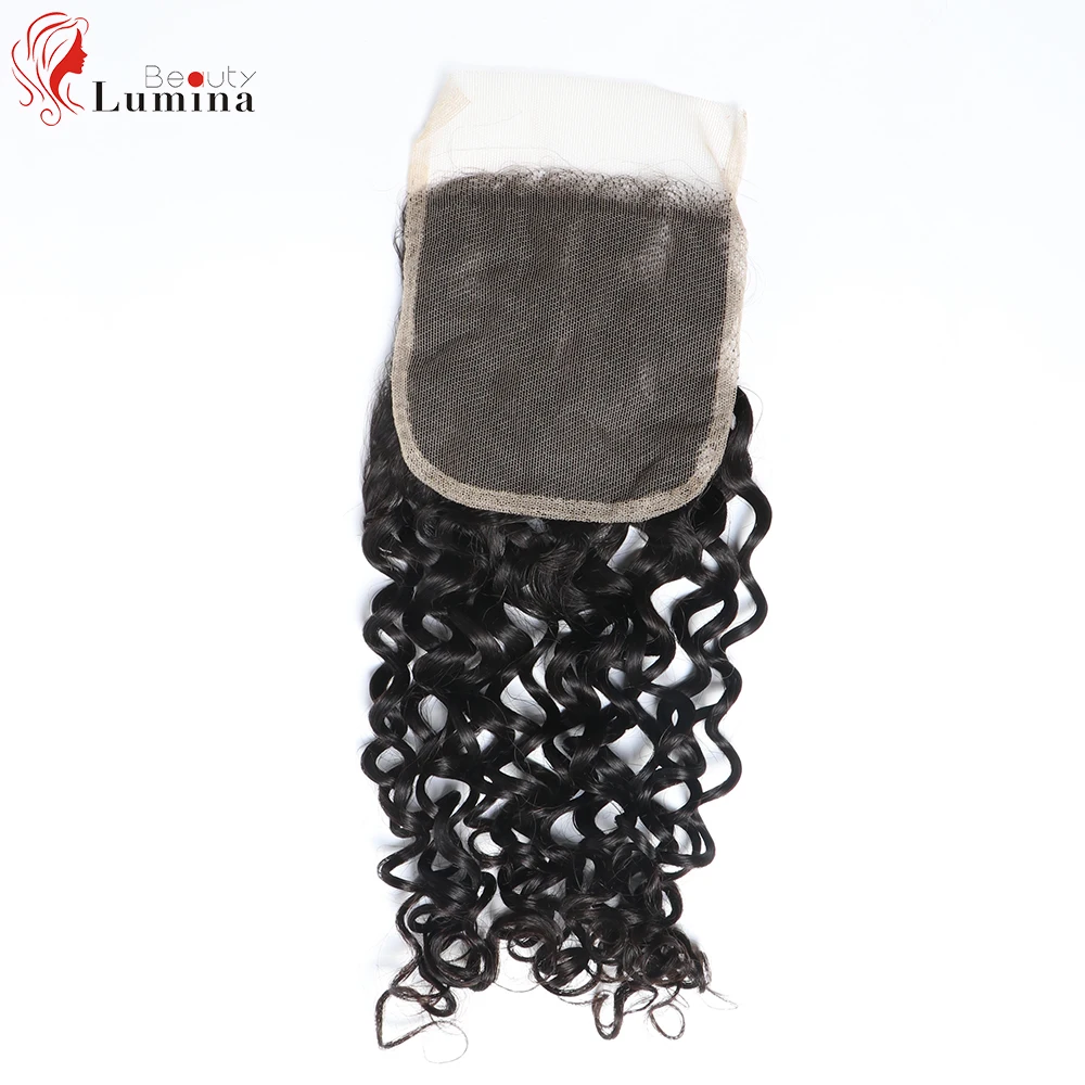 Onda de Água Fechamento do Laço com o Cabelo do Bebê Remy do Cabelo Humano para as Mulheres Arrancado do Laço Brasileiro Fechamento Encaracolado Natural Pré Frontal 4x4 10 Computers & Electronics
