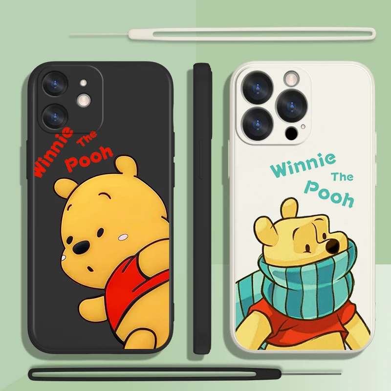 

Winnie the Pooh Lovely Phone Case For Apple iPhone 14 13 12 Mini 11 Pro XS MAX XR X 8 7 6S Plus Liquid Rope Candy Shell Fundas