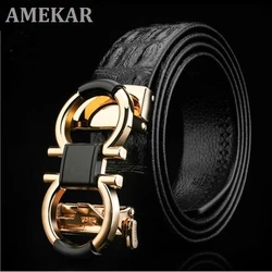 High-Grade Crocodil  Men's Leather Embossing Automatic Checkoff Full-Grain Leather Business Waistband GG Belt Luxury Designer