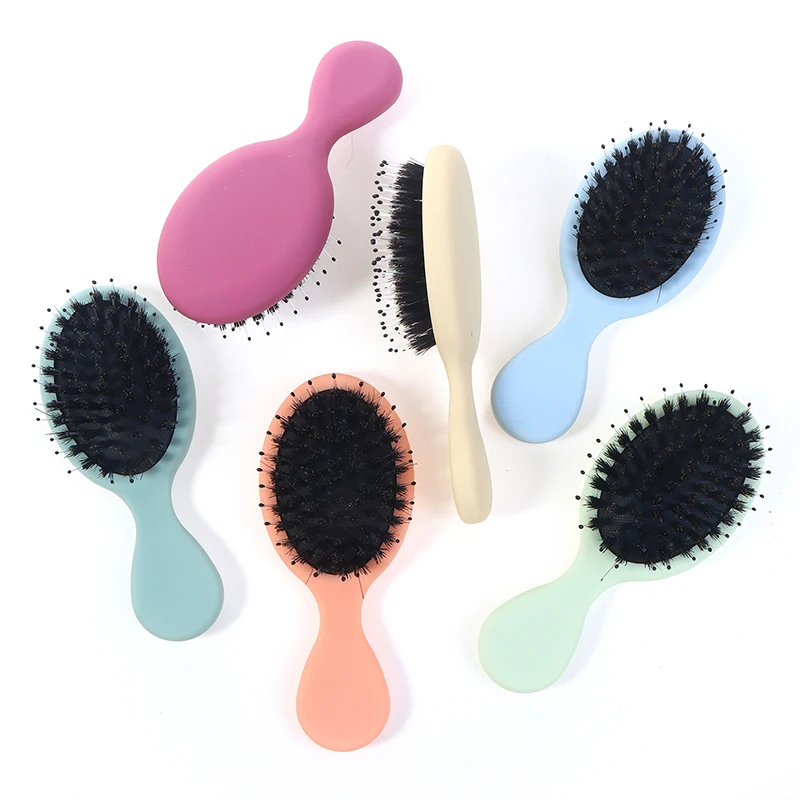 1PC Oval Boar Bristle & Nylon Hair Comb Mini Anti-static Hair Scalp Massage Comb Hairbrush Salon Care Brush Styling Tool