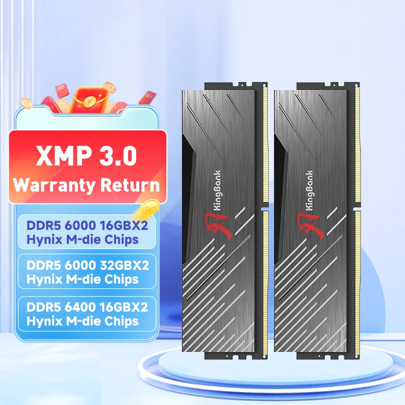 KingBank DDR5 16GBx2 32GBx2 6000 MHz 6400 MHz 288 Pin DIMM Hynix M die Desktop AMD Intel CPU Motherboard DDR 5