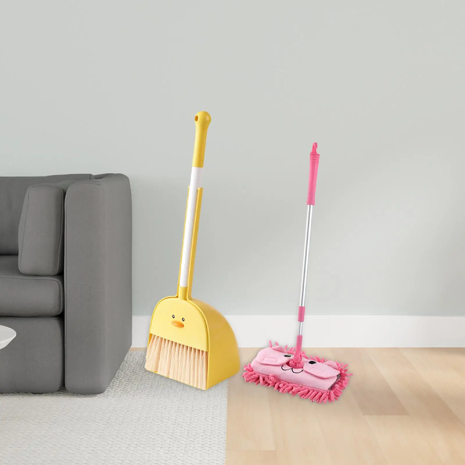 Kids Cleaning Set Early Learning Develop Life Skills Role Playing Mini Broom and 3