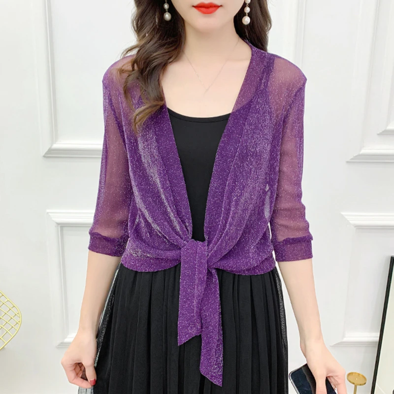 

Summer Cardigan Ladies Sexy Thin Sunscreen Short Jacket ling Dress Thin Short Coat Short Type Shawl Sunscreen Jacket Cardigan