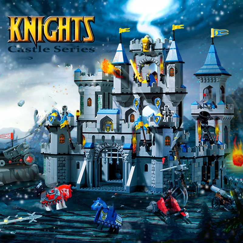 

Moc Enlighten Lion King Castle Knights Bricks Diy Creative Military War Building Blocks Toys For Kids Christmas Gifts