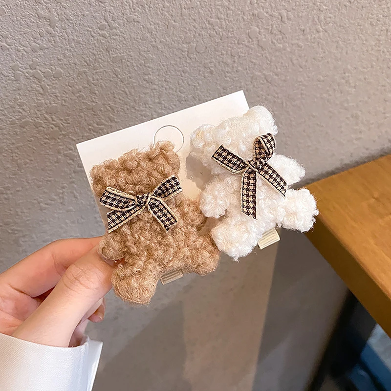 

Durable Bow Knot Plush Bear Hair Clip A Must-have For Gatherings Womens Hairpin Hair Accessories Exquisite And Beautiful Hairpin
