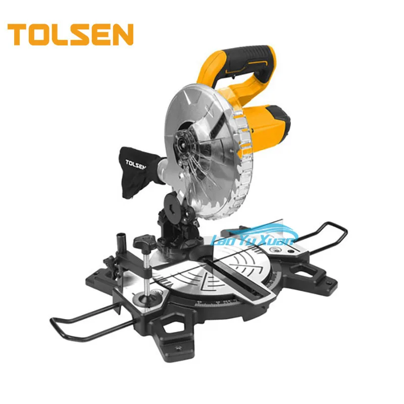 TOLSEN 79529 New Design 1500w 5500rpm Mitre Saw With Dust Bag woodworking scale mitre saw protractor angle level with marking pencil carpenter angle finder measuring ruler meter gauge tools
