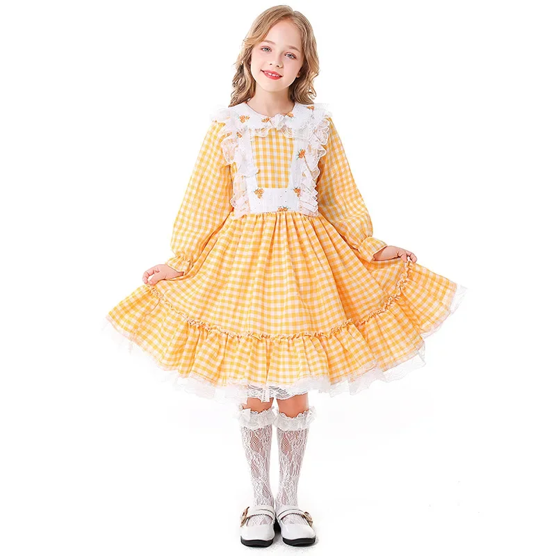 Ragazza Little House On The Prairie Costume Pioneer Girl Ringraziamento Outfit Cosplay Carnival Halloween Fancy Party Dress