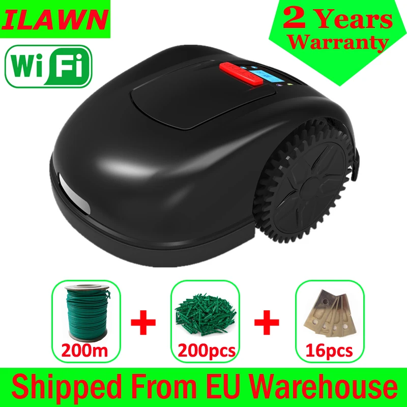

Роботизированная газонокосилка E1600T со смартфоном, Wi-Fi APP, литий-ионной батареей 13,2 Ач + провод 200 метра + 200 шт. колышек + 16 шт. лезвий
