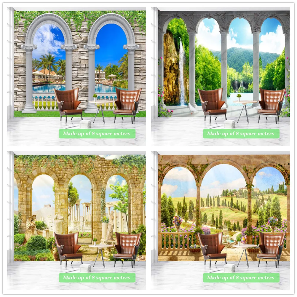 

Beautiful Ancient Architecture Print Mural Wallpaper Living Room TV Background Hotel Window Forest Landscape Wall Covering Decor