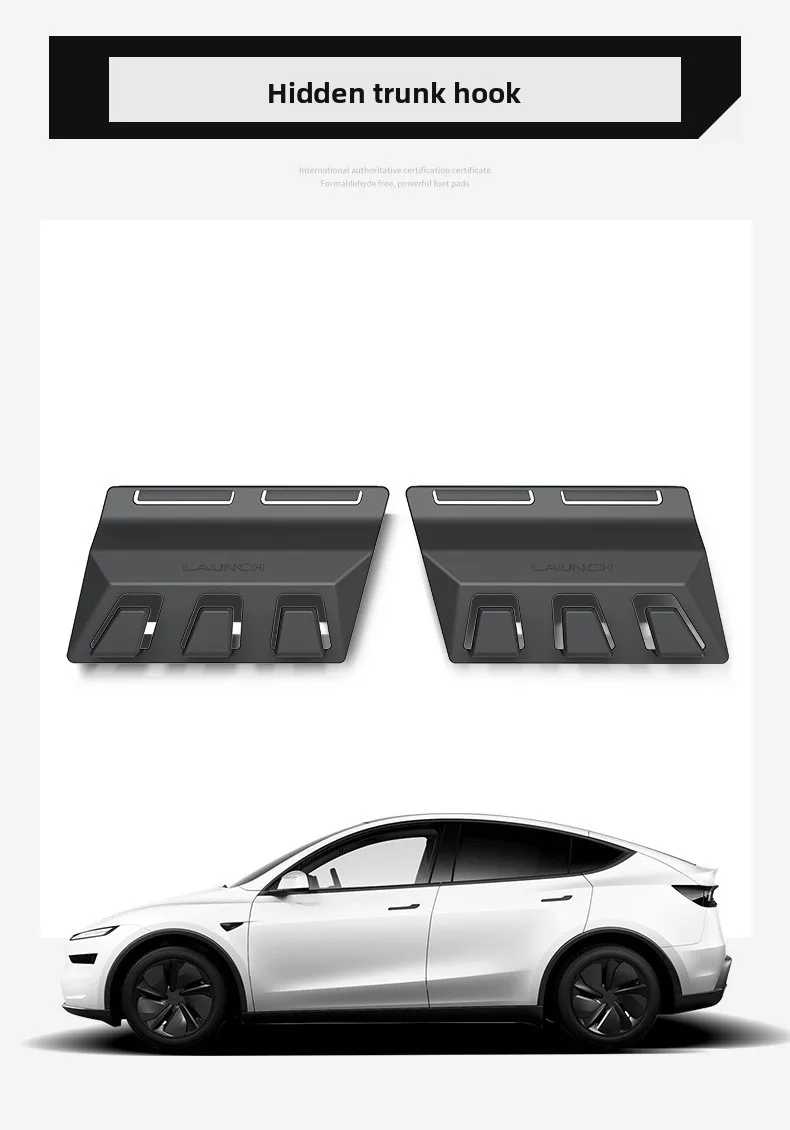 Für Tesla Model YL Y Juniper 2025 2026 – Neuer Heckklappen-Haken, versteckter Organizer, Regenschirmhalter, Aufbewahrungstasche, Autozubehör, 2 Stück – Detail 5