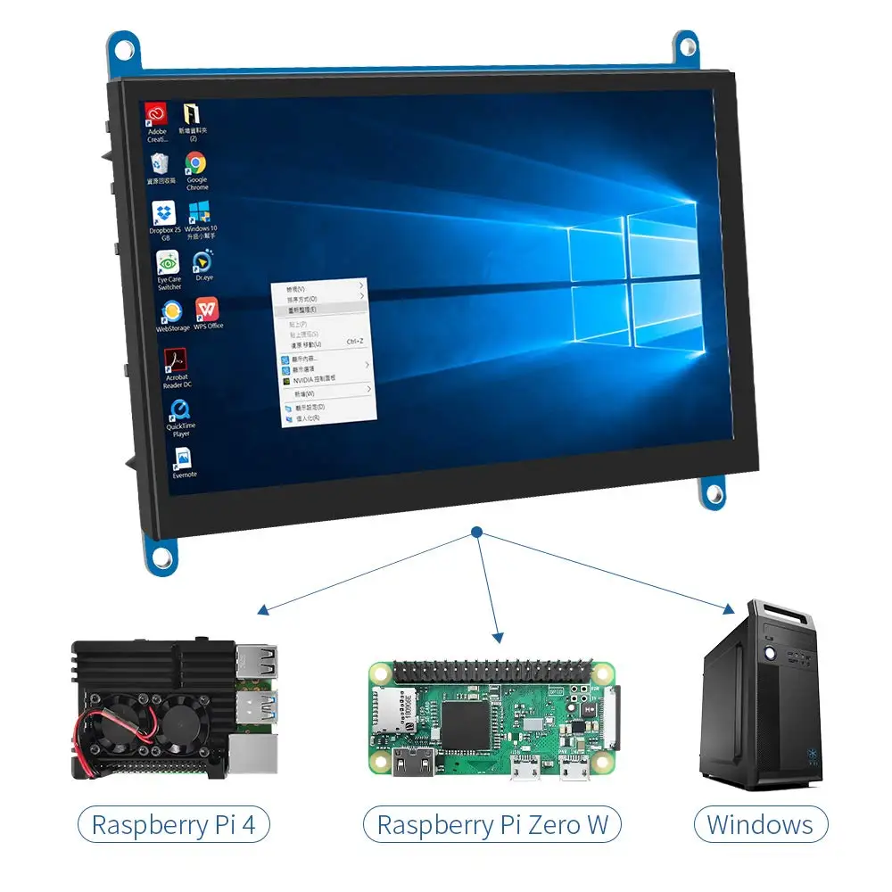 Ultra hd Capacitivo Touch Screen Monitor Hdmi Suporta Windows Linux Raspberry pi Raspberry pi Lcd 1024x600 - Imagem 2