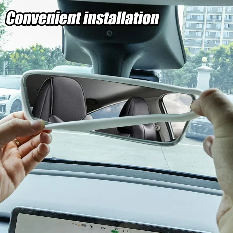 Inner Rear View Mirror Protector Frame Tesla Model 3 Y Center Console Covers Interior Rearview Cover Silicone Rubber Case rearview mirror protector rearview mirror cover
