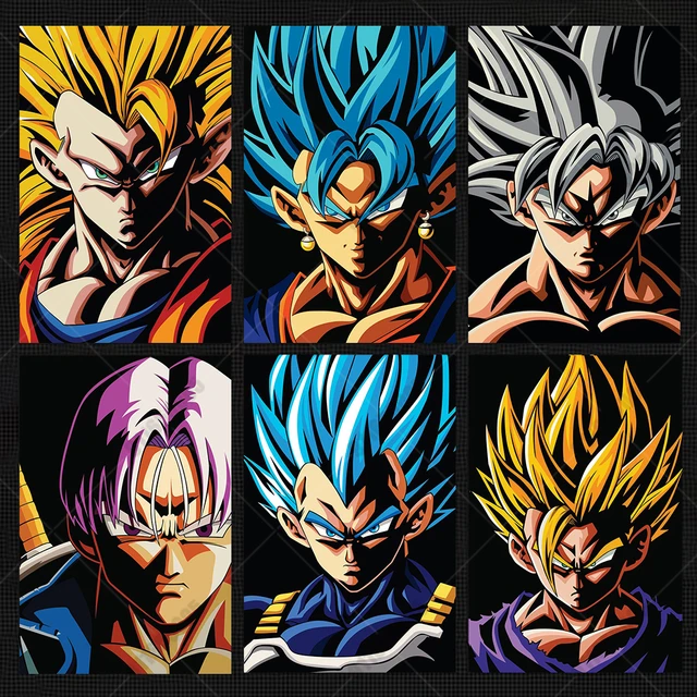 Arte de parede em tela estilo nórdico Dragon Ball Z Goku Anime pôster de  pintura moderna desenho de desenho fotos modulares para quarto de crianças,  Bo948, 8x12inx1pcs