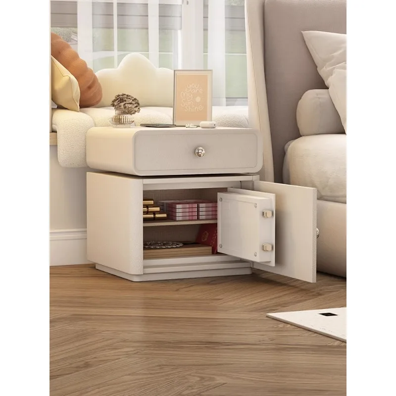 

French cream wind intelligent bedside table safe integrated household anti-theft self-contained safe bedside table password lock