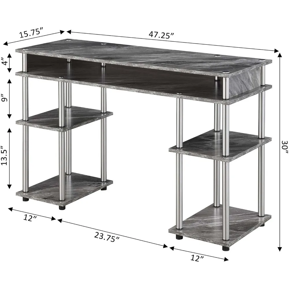 Designs2Go No Tools Desk Home Office Desk with Shelves, Corner Shelf Vanity Desk