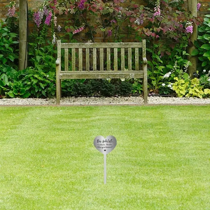 Elegant Heart Grave Stake Unique Heart Designs Stainless Steel Grave Ornament for Stable Remembrances