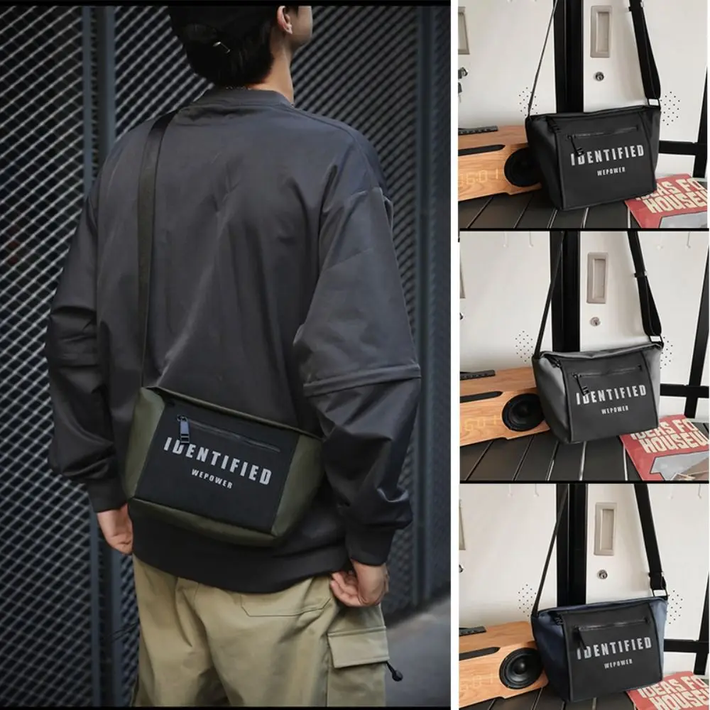 

Waterproof Men Crossbody Bag Nylon Multiple Pockets Messenger Bag Zipper Large Capacity Traveling Business Sling Bag