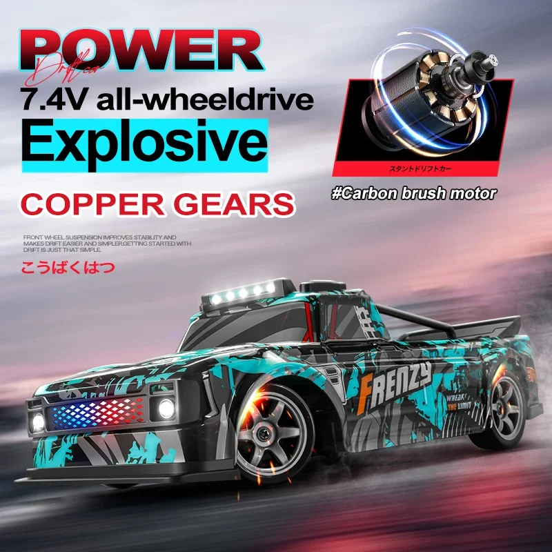 Electric RC Drift Car with Four Wheel Drive and Crash Resistant Body
