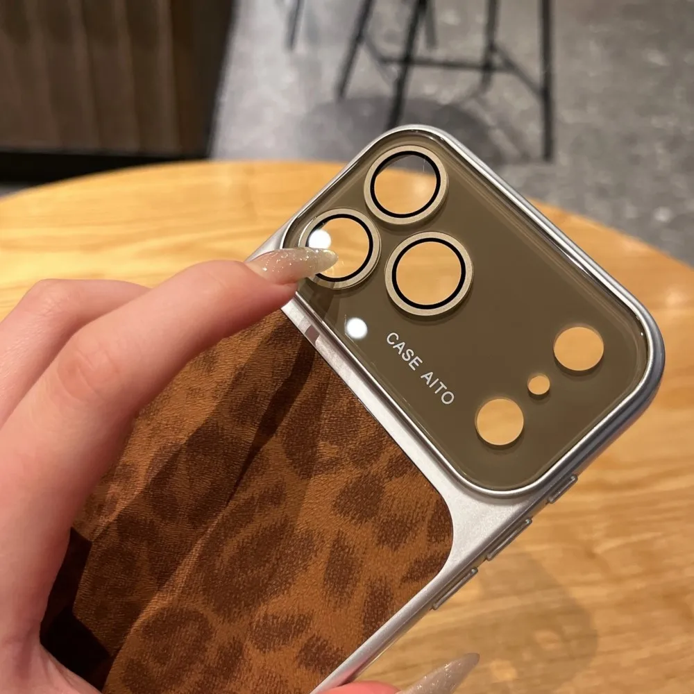 Luxury Leopard Print Leather Texture Phone Case - Cool Matte Shockproof Bumper Cover