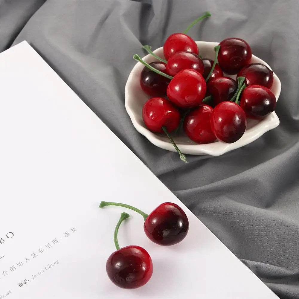 Fotografie-Zubehör, lebensechte Lebensmittel, Basteln, Mini-rote Kirschen, künstliche Kirschen, künstliche Kirschen, Obstmodell – Detail 4