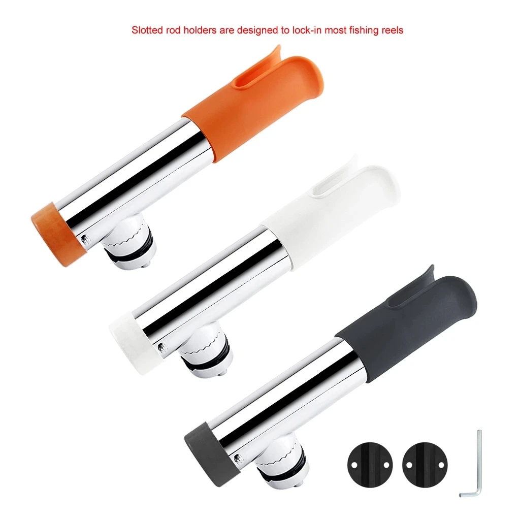 Fishing Rod Holder Fishing Rod Bracket Fishing Gear Accessories 2PCS Marine Grade Stainless 316 Adjustable Rail Mount Clamp On Slotted Boat Fishing Rod Rack Holder for Pole Tube Bracket