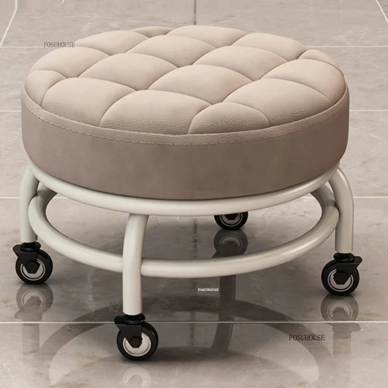 Beauty Salon Professional Chair Luxury Small Pedicure Chairs Creative Salon Furniture Home Soft Bag Round Low Stool with Wheels