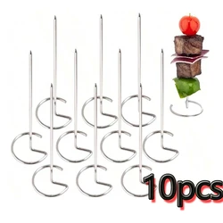 Stainless Steel Reusable Kabob Skewers for Grilling - Durable BBQ Grilling Tools (Sliver 10pcs)