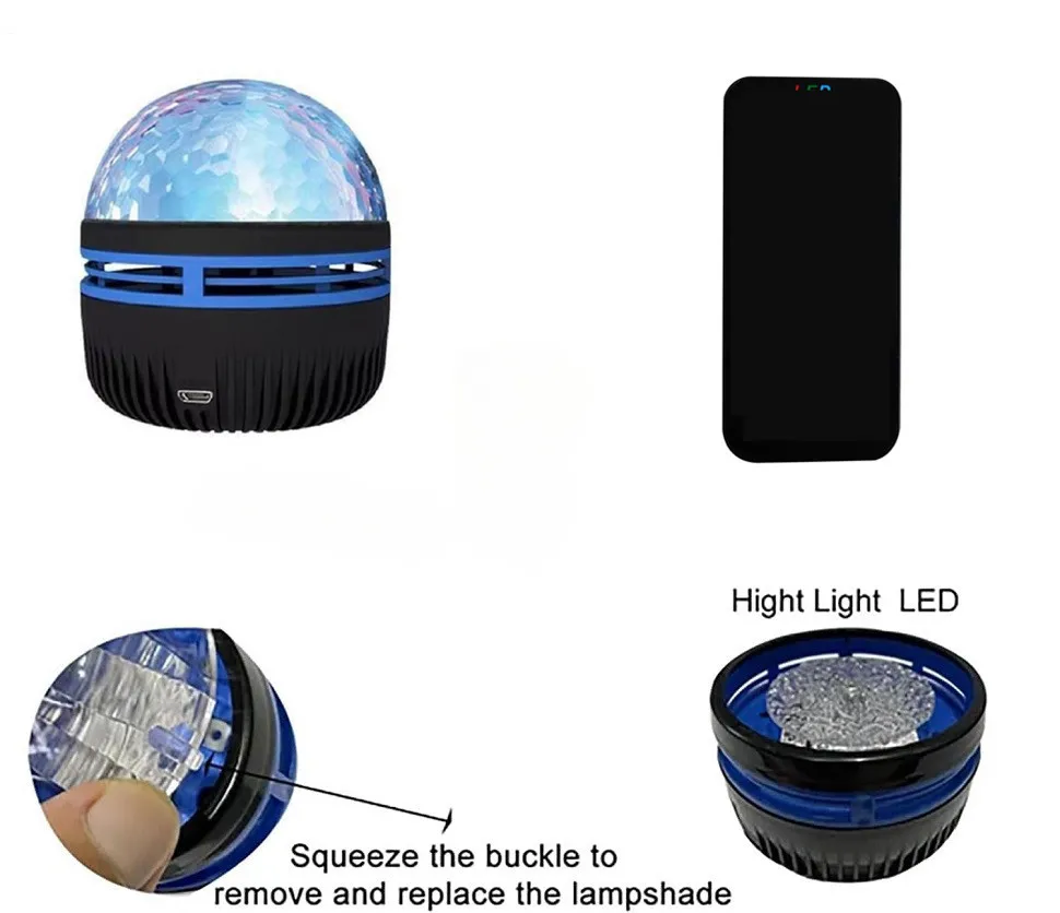 LED 야간 조명 물 패턴 프로젝션 효과 램프, 어린이 침실 장식 프로젝션 램프, 생일 파티 장식