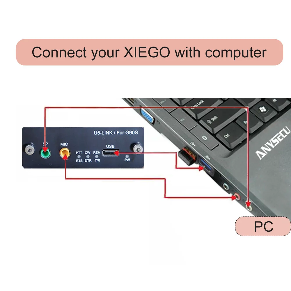Xiegu G90 dedicated U5 LINK radio connector FT8 pass-through