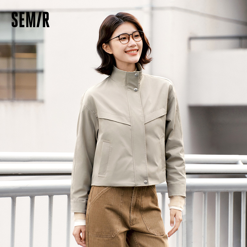 Semir Protective Outerwear Women Three-Protection Solid Color 2025 New Spring Windproof Stand-up Collar Jacket