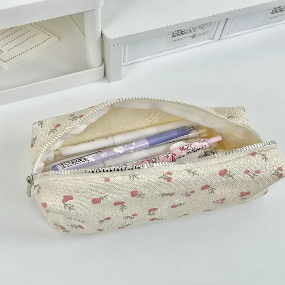 Large Capacity Pencil Case Small Fresh Floral Pen Bag Multifunctional Stationery Storage Bag Student School Organizer Supplies
