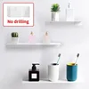 Small Shelf Without Drilling Shampoo Holder Bathroom Wall Floating White Shelves Stick Bath Organizer for Kitchen Accessories 1