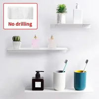 Small Shelf Without Drilling Shampoo Holder Bathroom Wall Floating White Shelves Stick Bath Organizer for Kitchen Accessories 1