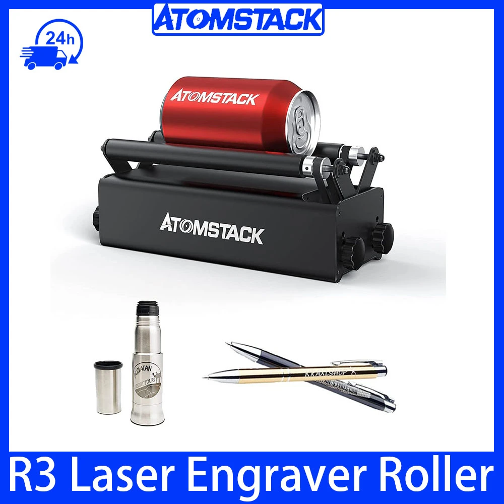 ATOMSTACK R3 Laser Roller Engraver 360° Y-axis Rotatging Laser Roller Engraving Module for Cylindrical Objects Cans Sculpture large 3d printer