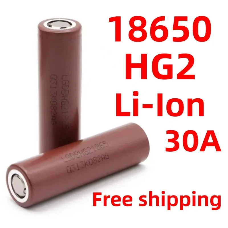 

Original battery 18650 HG2 2800MAH, 3.6 V discharge, 30A, 18650 LGHG2, alarm clock and screwdriver power battery, free shipping