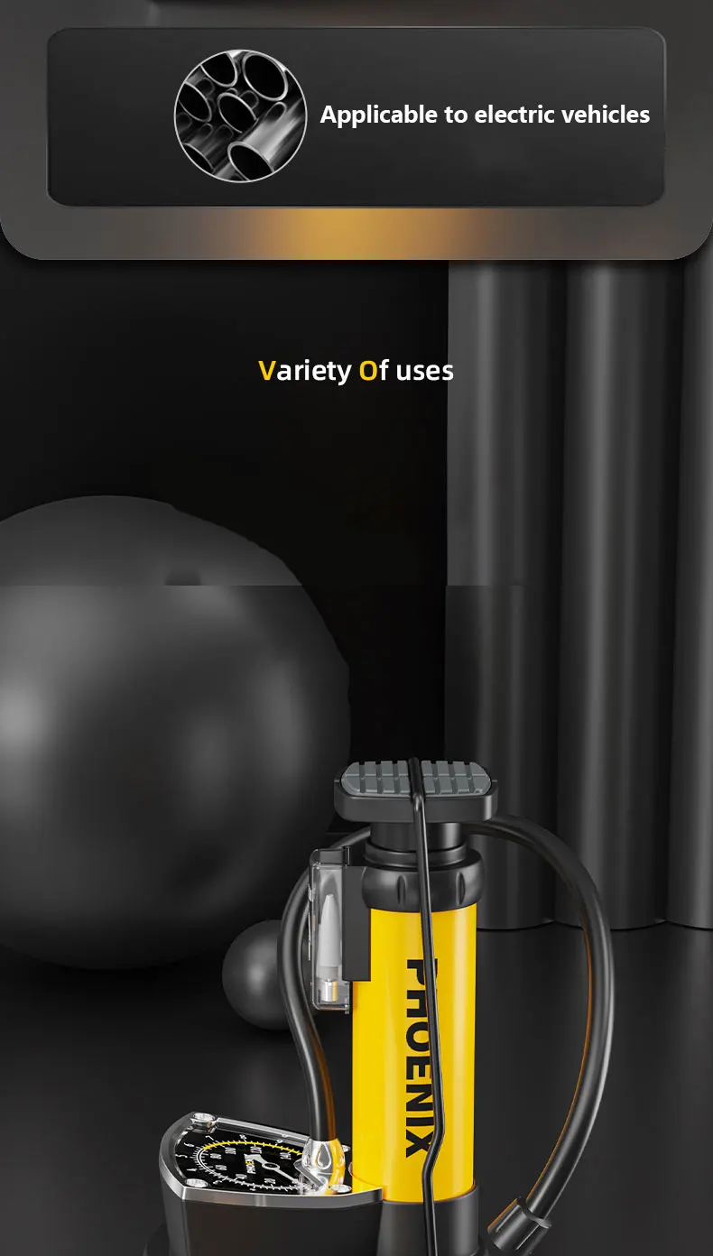 XUNTING Doppelzylinder MTB Hochdruck 150 PSI Tragbare Fahrradpumpe, manuelle Luftpumpe für Reifen Leichtes Fahrradzubehör – Detail 6