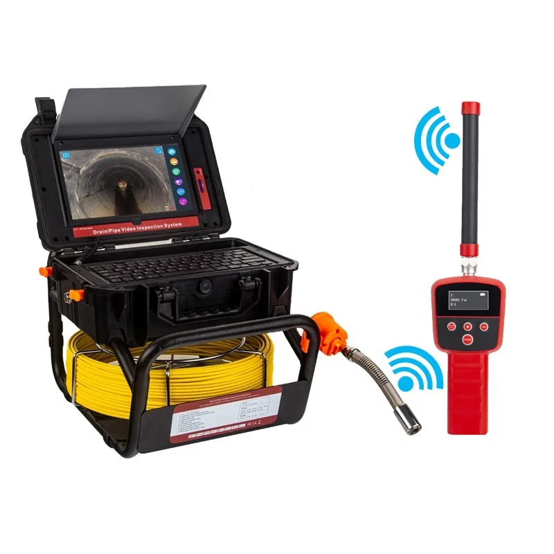 Pipe Inspection Camera 10.1+ Self-Leveling 512HZ Locator+Receiver Video+Audio Recording 8X Image Enlarger+Meter Counter