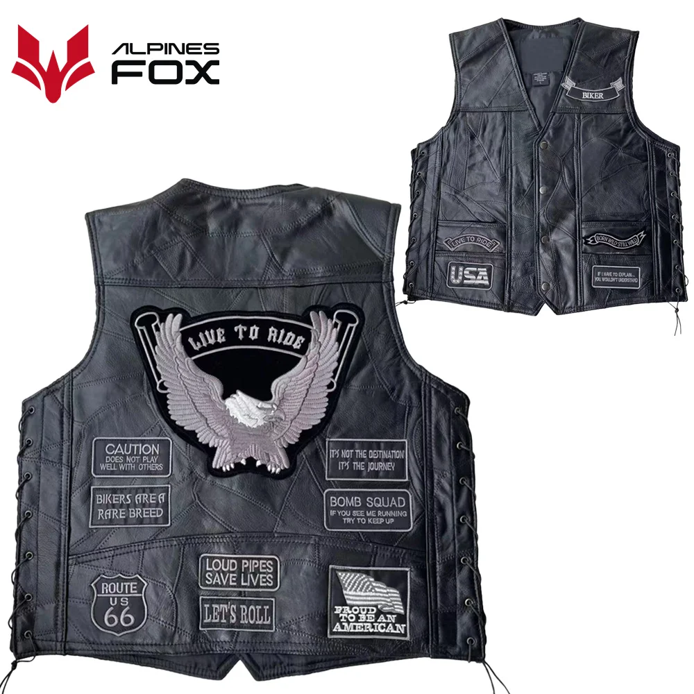 Gilet in pelle moto personalizzato, nero
