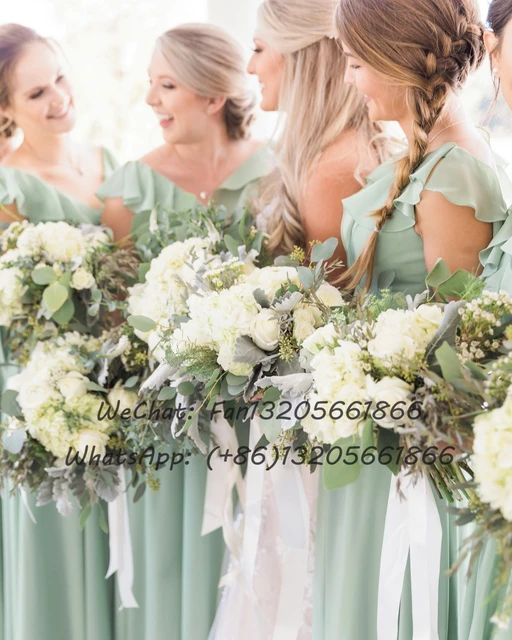 Crew Neck A-Line Sage Green Long Bridesmaid Dress  Sage green bridesmaid  dress, Green bridesmaid dresses spring, Green bridesmaid dress fall