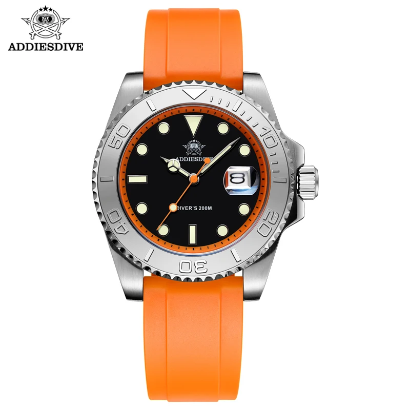 ADDIESDIVE 41mm Top Brand Sports Diver Watch Blue Luminous