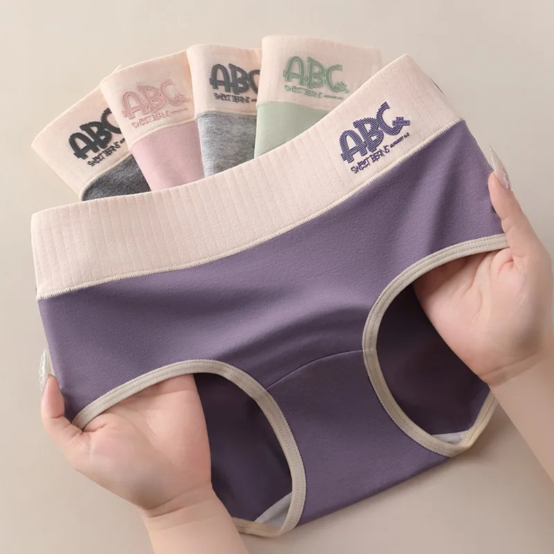 سراويل داخلية نسائية مثيرة للخريف قابلة للتنفس، سراويل داخلية ناعمة مريحة، ملابس داخلية متوسطة الخصر، ملابس داخلية من القطن الخالص