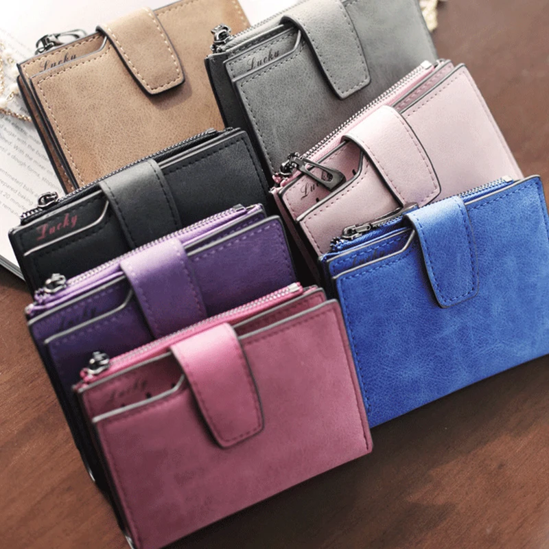 New Women's Wallet PU Leather Short Wallet Made of PU Leather Female Purses Card Holder Foldable Portable Lady Coin Purses 5