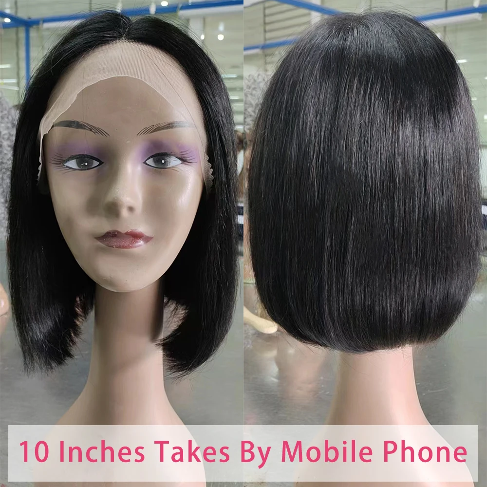 Wear Go Glueless Wig Lace Front Human Hair Wigs For Women 8-18 Inch Brazilian Straight Short Bob 13X4  Lace Frontal Real Wig