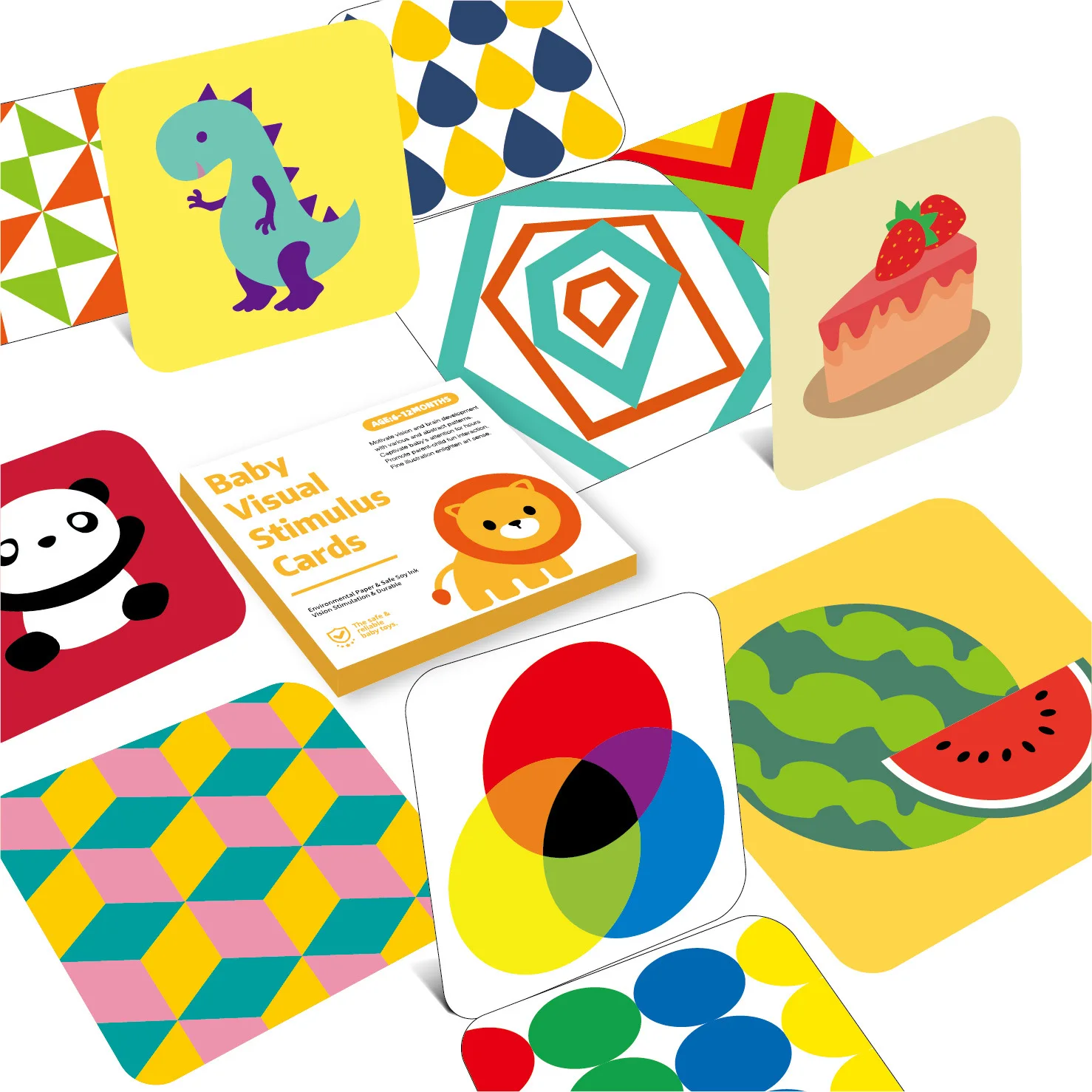 Newborn High Contrast Flashcards Black&White Sensory Toys for 0-3Y Infants Montessori Brain Development with Texture Cards