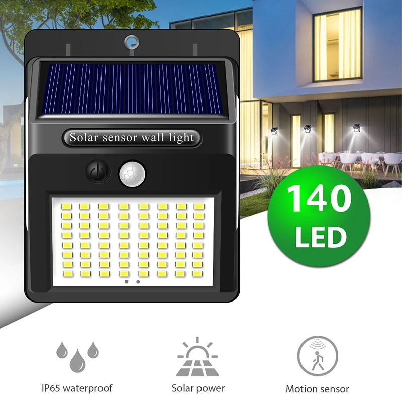 

Уличный светодиодный фонасветильник с датчиком движения, 140 светодиодов, 3 режима