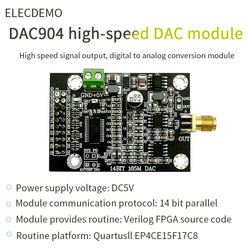 Fpga Desenvolvimento Waveform Generator Módulo Dac de Alta Velocidade Paralelo de 14 Bits Amostragem 165m para Dac904 - Imagem 2