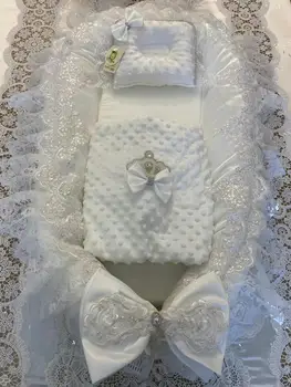 Set di cuscini per fasciatoio e coperta per neonato che torna a casa Decorazioni per la scuola materna fatte a mano in pizzo Prodotti per bambini